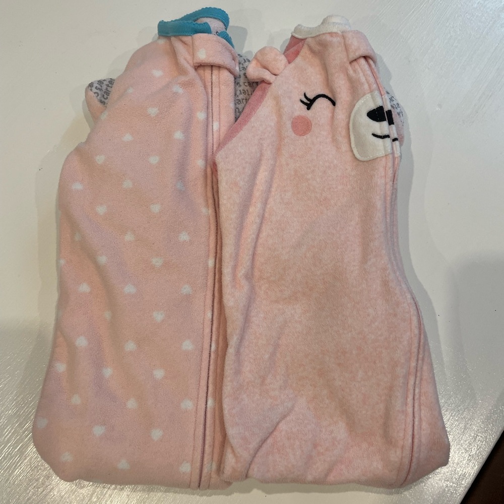 Two fleece footie pajamas for 18 m/o